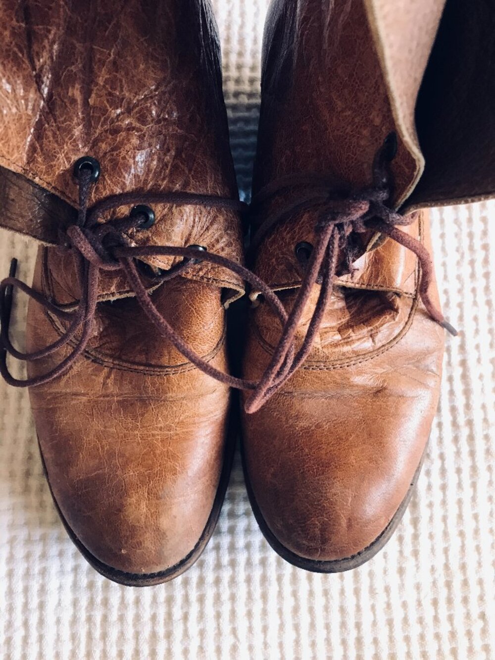 Anthropologie Gee WaWa Boots - Sz 8 Brown Leather Lace-Up